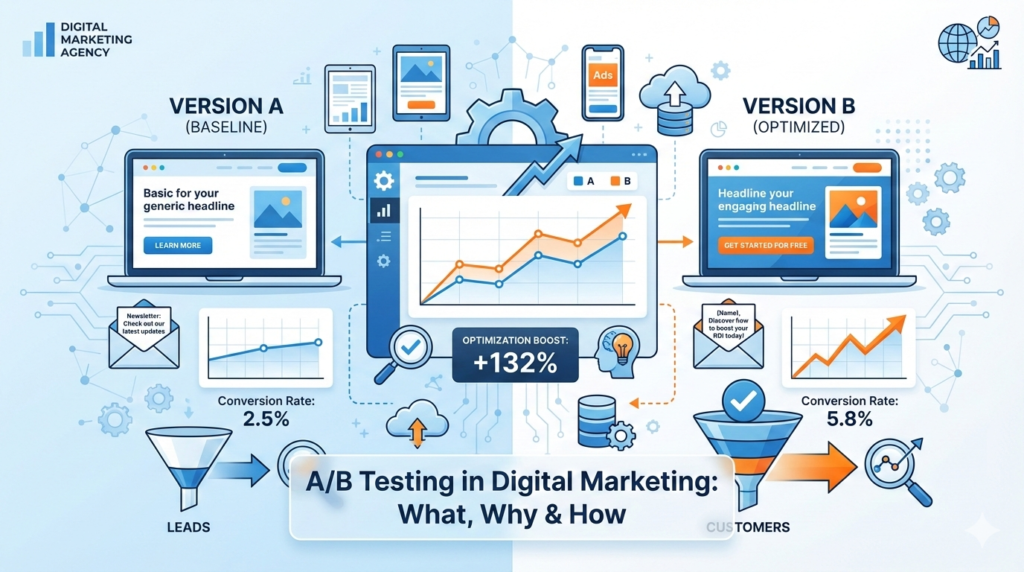A/B testing in digital marketing process for better conversions