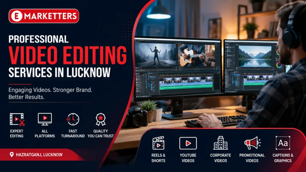 Professional video editing services in Lucknow by eMarketters for Reels, YouTube, corporate and promotional videos.
